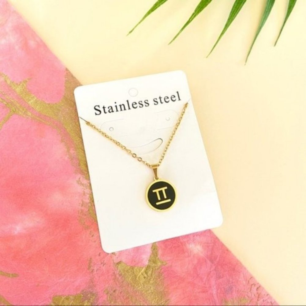 Gemini Zodiac Sign Charm Stainless Steel Necklace